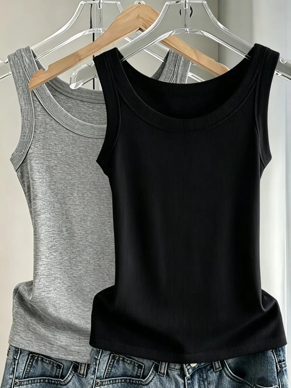 3PCS Ribbed Cotton Tank Top