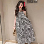 Boho Geometric Print Halter Neck Maxi Dress