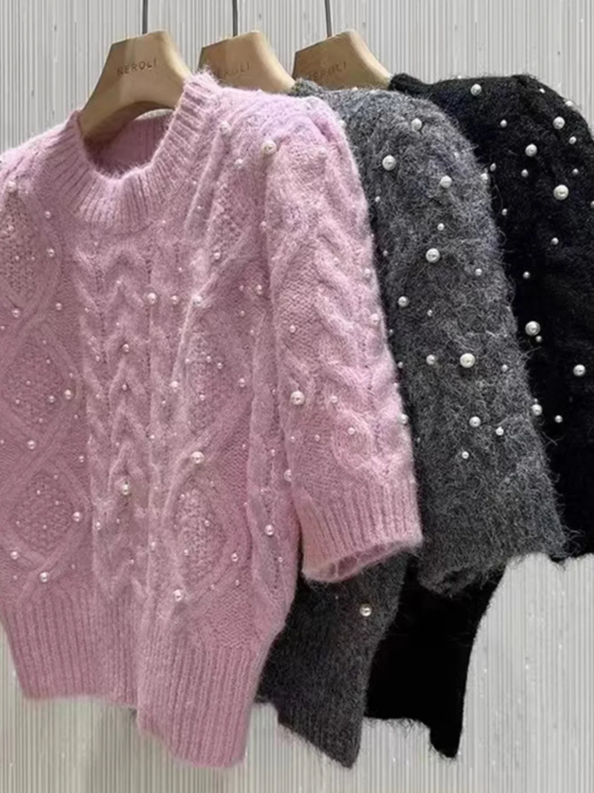 Bubble Sleeve Knitwear Round Neck Short Sleeve Sweater Top