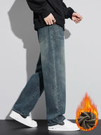 Fleece Baggy Straight Jeans