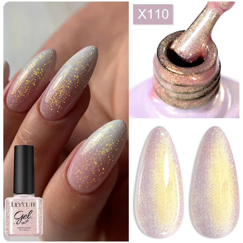 LILYCUTE 8ml Pink Dried Flower Gel Nail Polish Natural Flower Fairy Nail Art Gel Soak Off UV LED Painting Varnish For Nails DIY