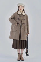 Lamb Wool Collar Duffle Coat