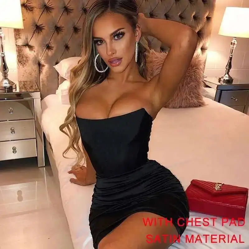 Giyu Bodycon Glitter Strapless Mini Dress