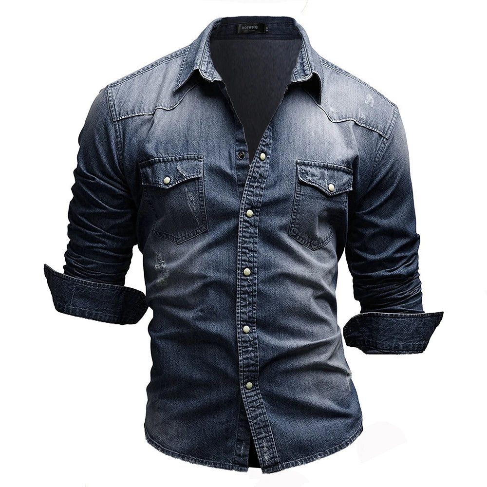 Solid Turn Down Collar Full Sleeve Single Breasted Simple Slim Fit Button Shirt