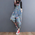 Floral Denim Overalls