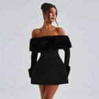 Avrilyaan Off Shoulder Backless A-line Dress