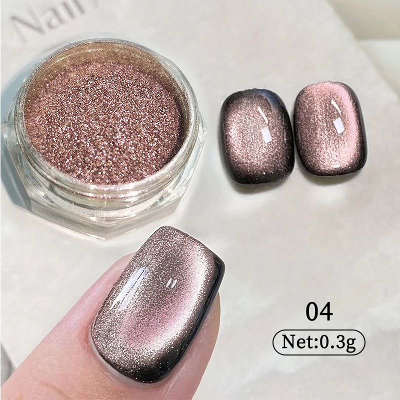 Water Light Purple Cat Magnetic Nail Powder Glitter Cat Magnet Effect Metallic Nail Pigment Dust Nail Art Supplies Decoration