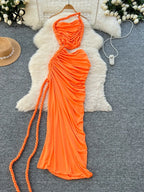 SINGREINY Hollow Out Split Beach Long Dress
