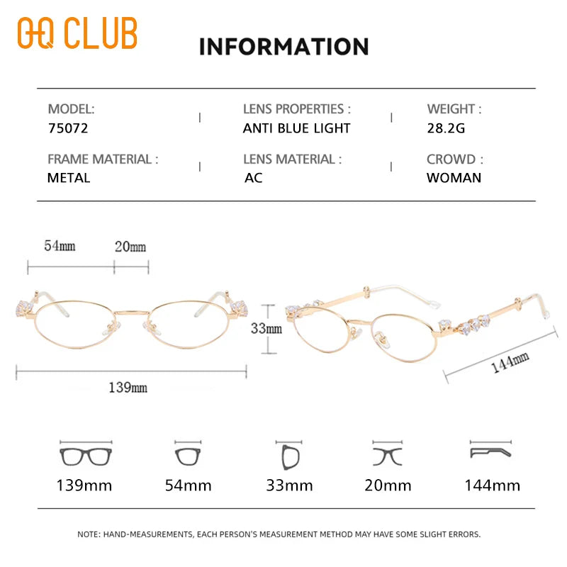 O-Q CLUB Rhinestone Glasses