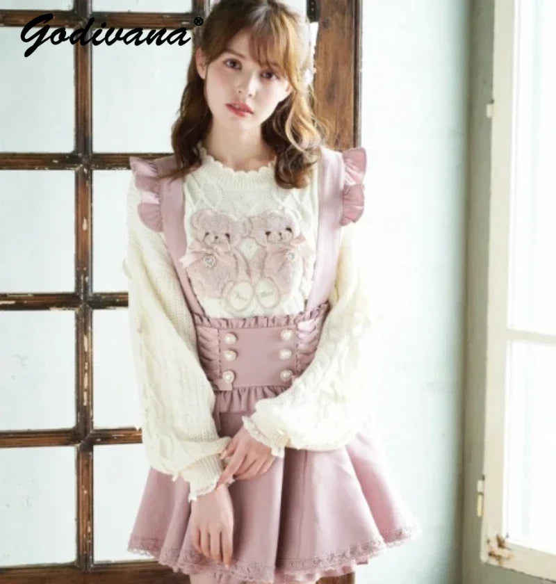 Cartoon Bear Knit Pullover Sweater