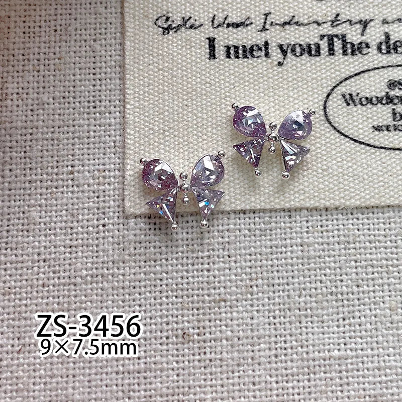 5Pcs French Manicure Love Diamonds - Sparkling Zircon Butterfly & Heart Rhinestones for Elegant 3D Nail Art