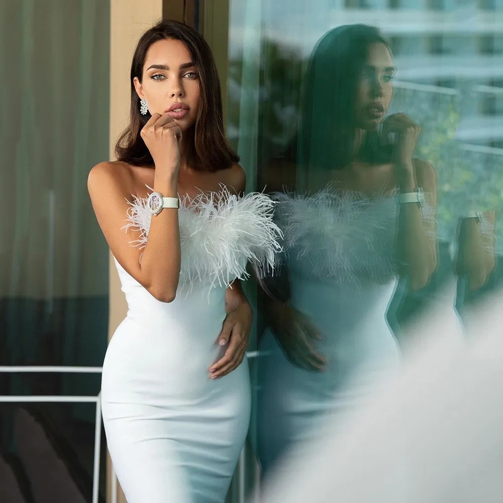Feather Long Dress