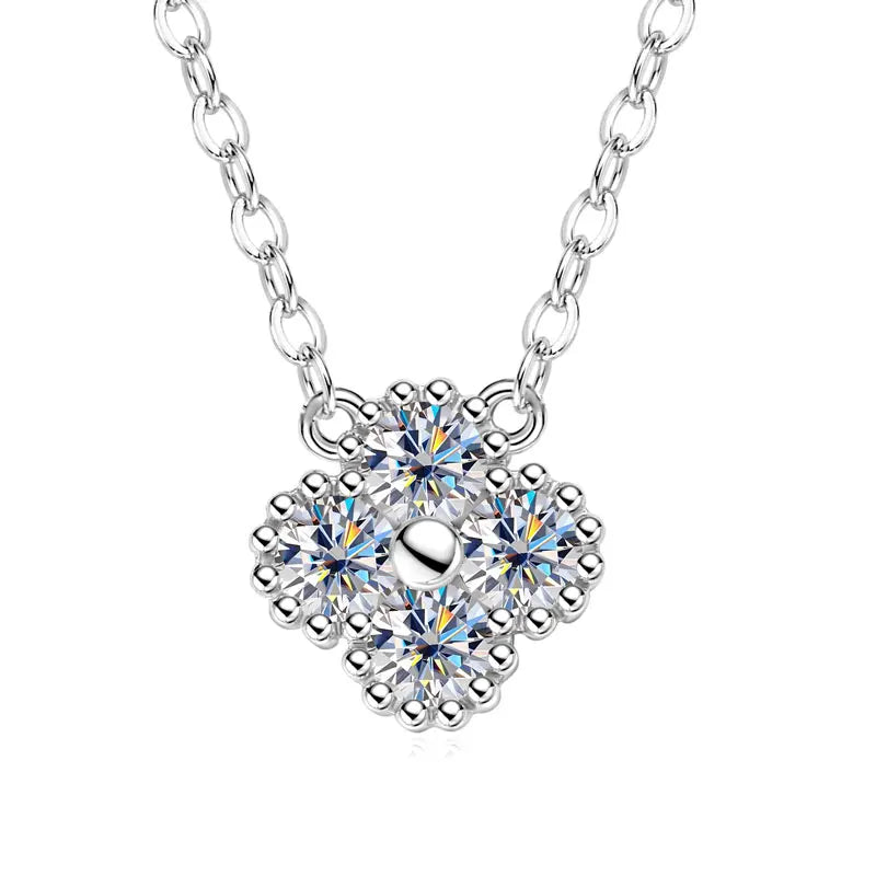 3mm Moissanite Clover Pendant Necklace