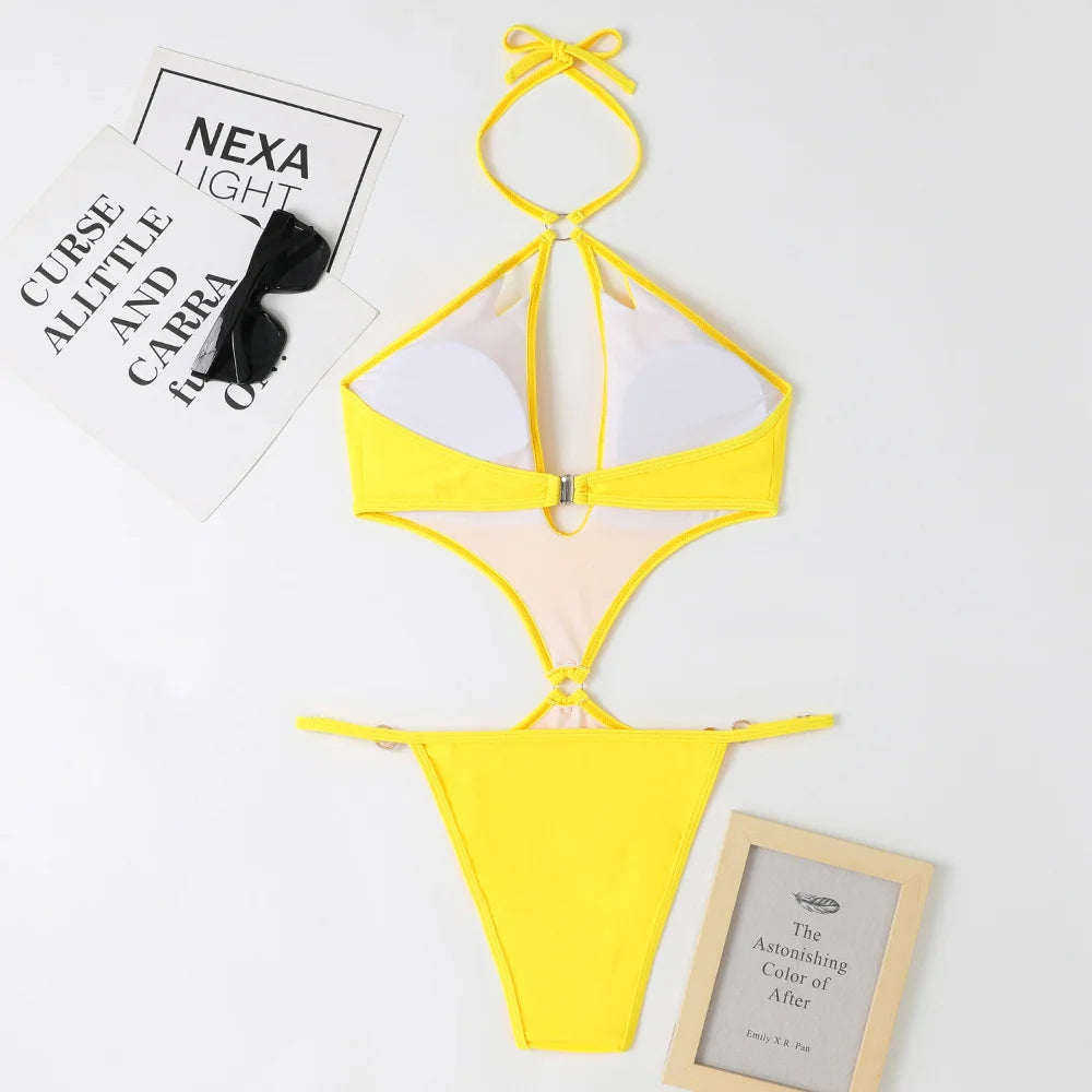 Pearl Chains String Hollow Out Monokini