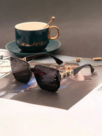 Crystal Encrusted Square Frame Sunglasses