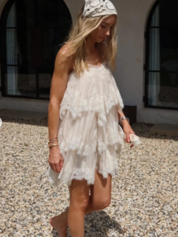 Lace Trim Slip Mini Dress