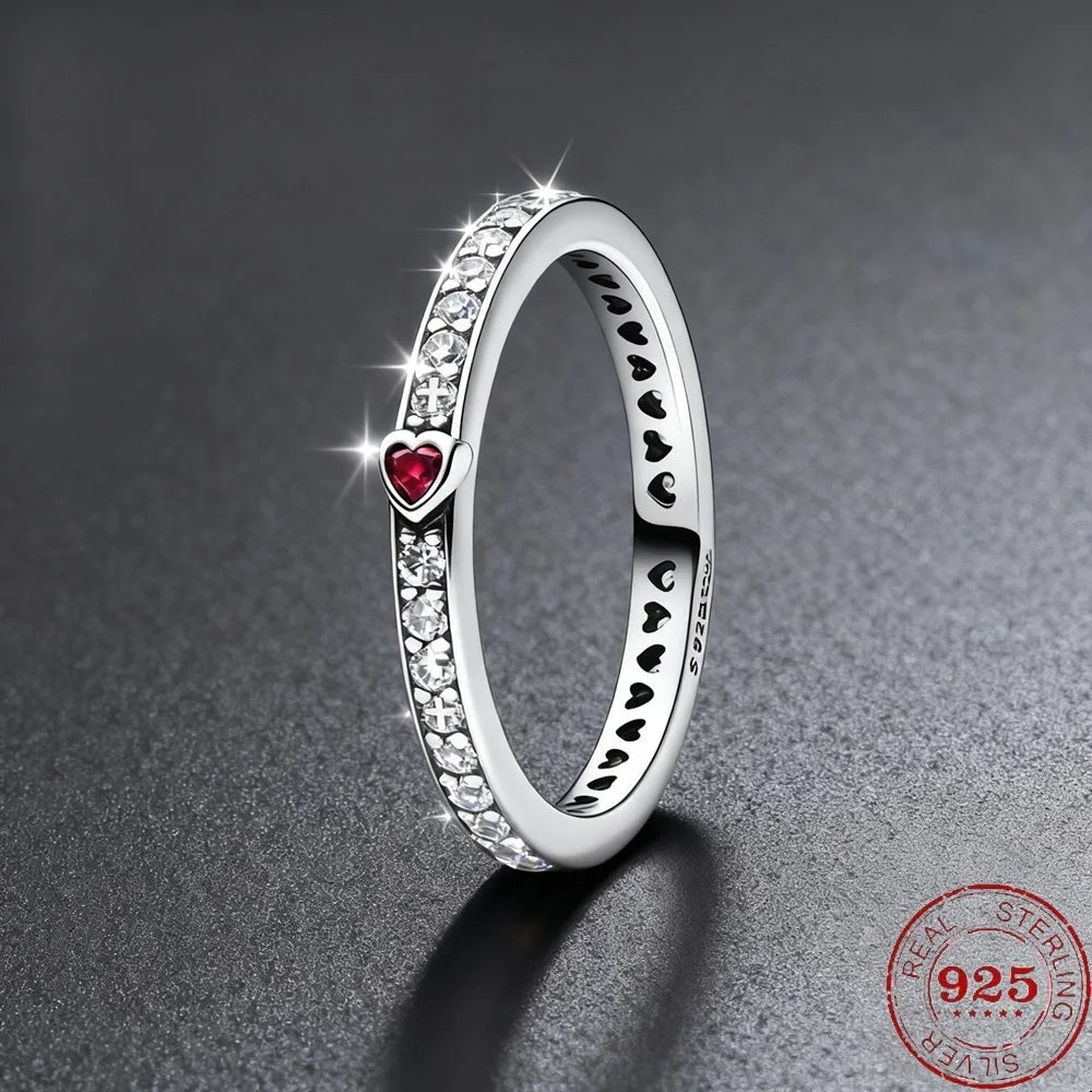 925 Sterling Silver Heart Moissanite Ring