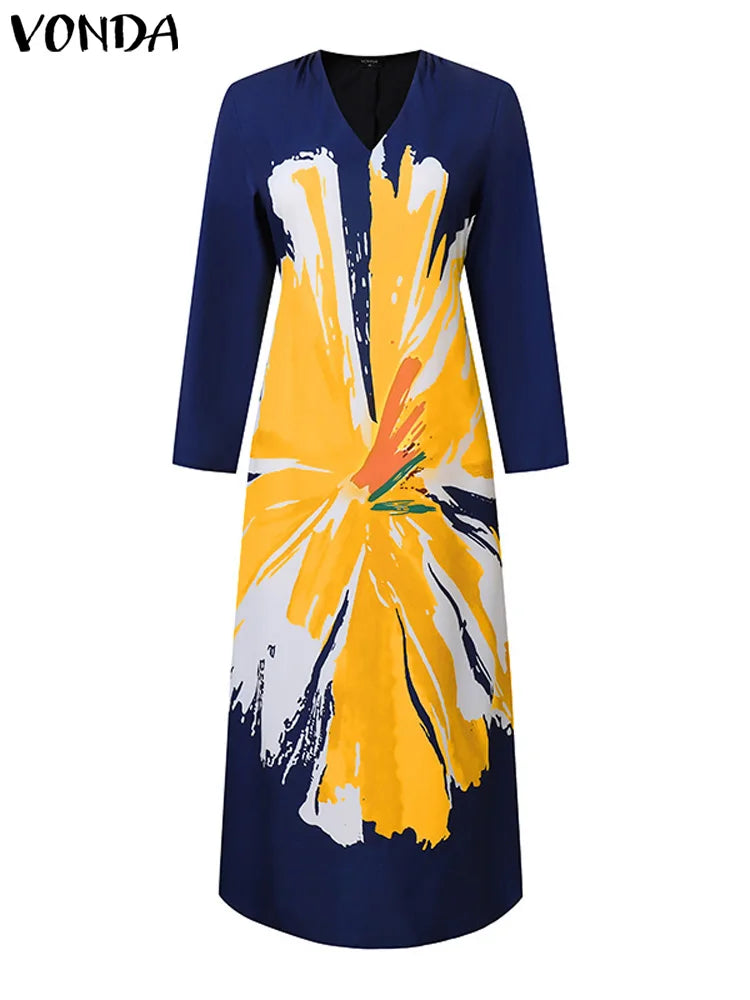 Long Sleeve Printed Maxi Dress
