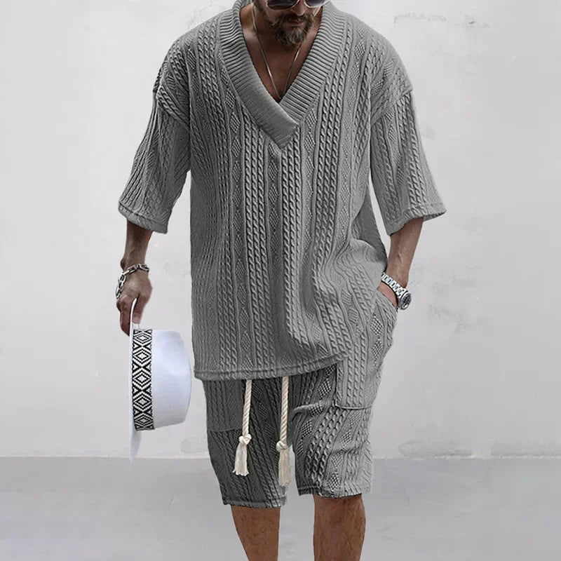 V-Neck Short Sleeve Tee and Shorts Set