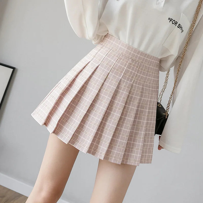 Pleated Plaid Skirt