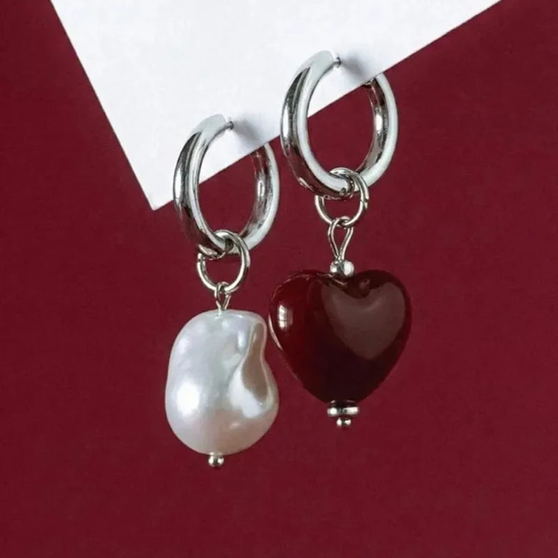 Geometric Irregular Stereo Heart-Shaped Earrings