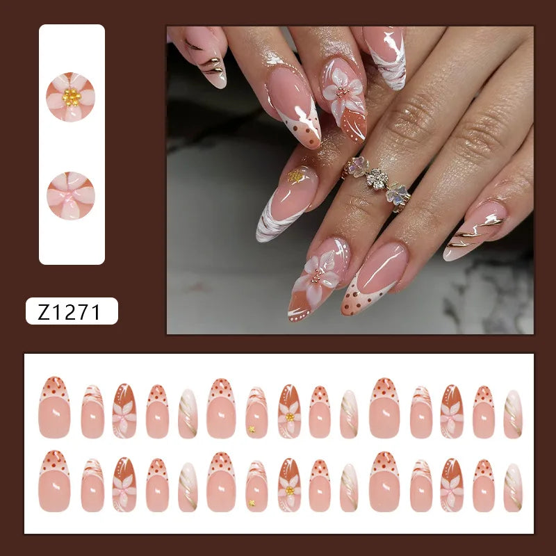 24pcs Sweet Pink Press On Nails