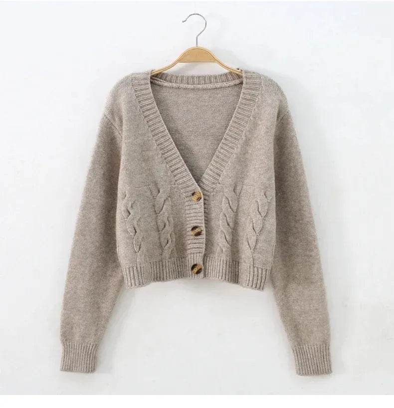 V Neck Cropped Cardigan