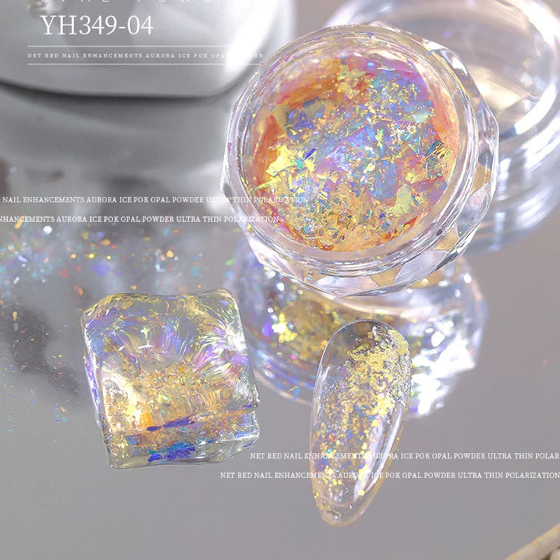 5-Colors Dreamy Aurora Purple Brocade Nail Glitter Powder Ultra-thin Polarized Edelweiss Purple Powder DIY Manicure Opal Dust