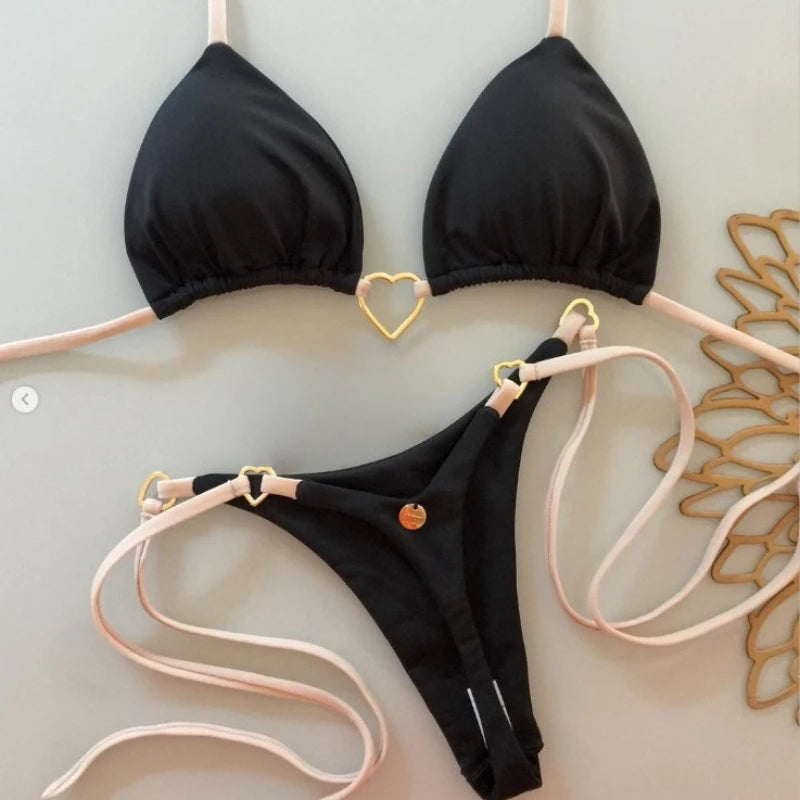 Sweetheart Contrast Bikini Set