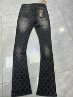Rhinestone Denim Flared Jeans