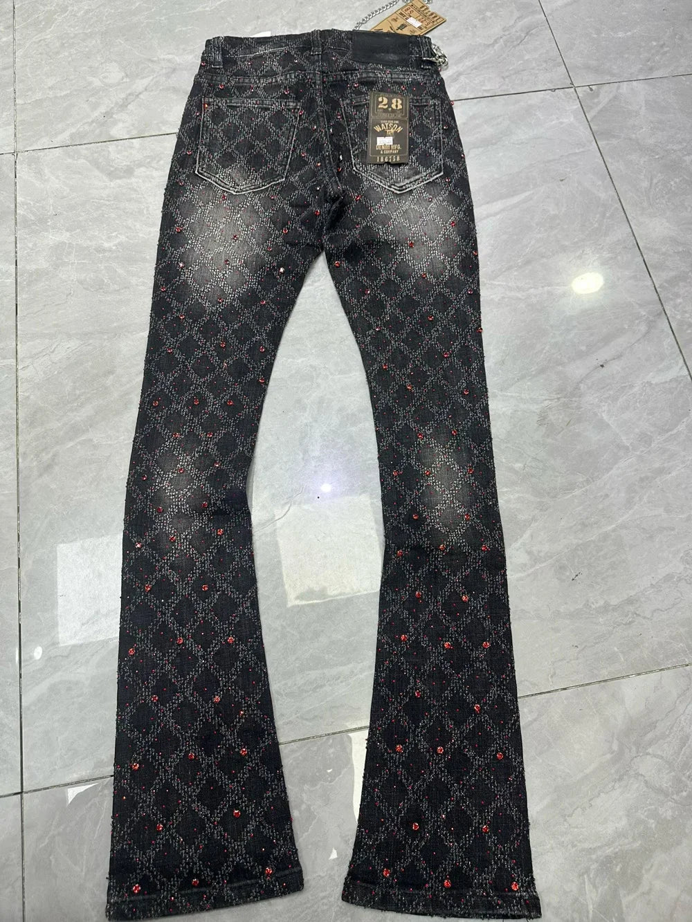 Rhinestone Denim Flared Jeans