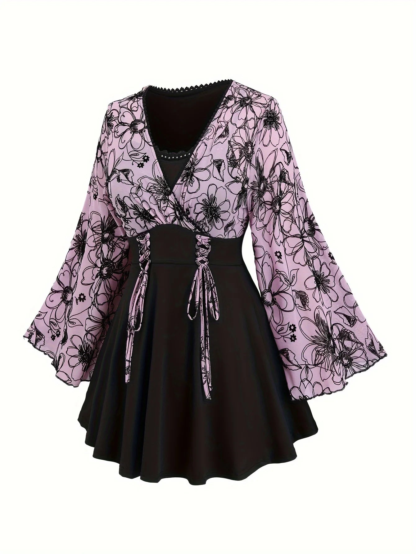 Flower Mesh Lace Stitching Top