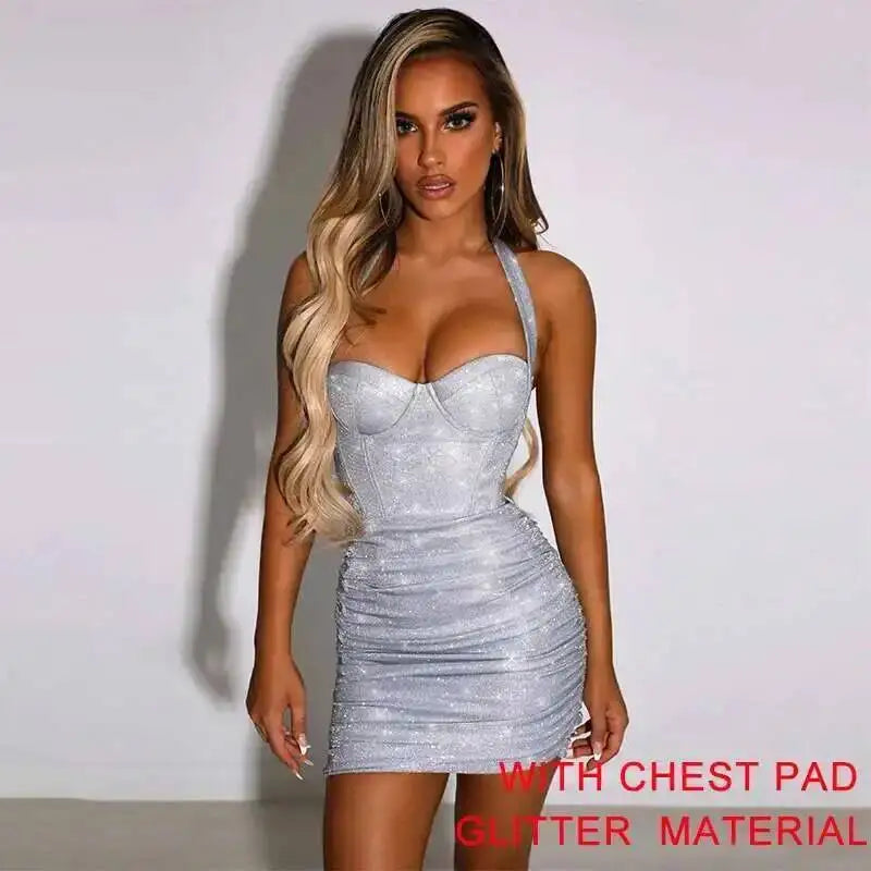 Giyu Bodycon Glitter Strapless Mini Dress