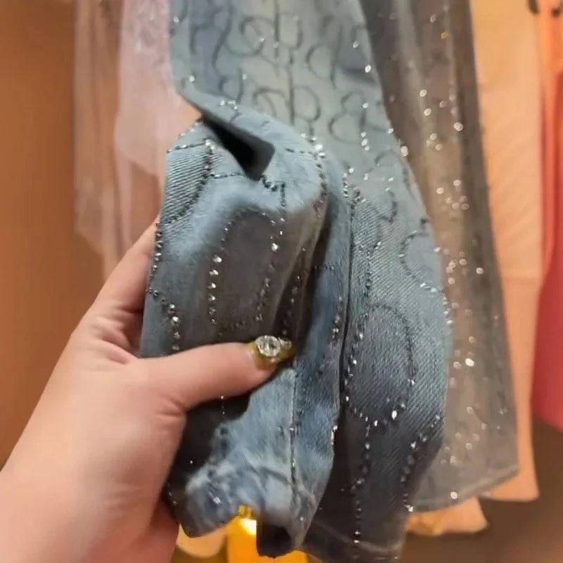 Diamonds Beaded Denim Pants