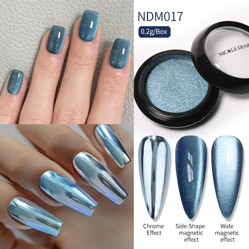 Water Light Purple Cat Magnetic Nail Powder Glitter Cat Magnet Effect Metallic Nail Pigment Dust Nail Art Supplies Decoration