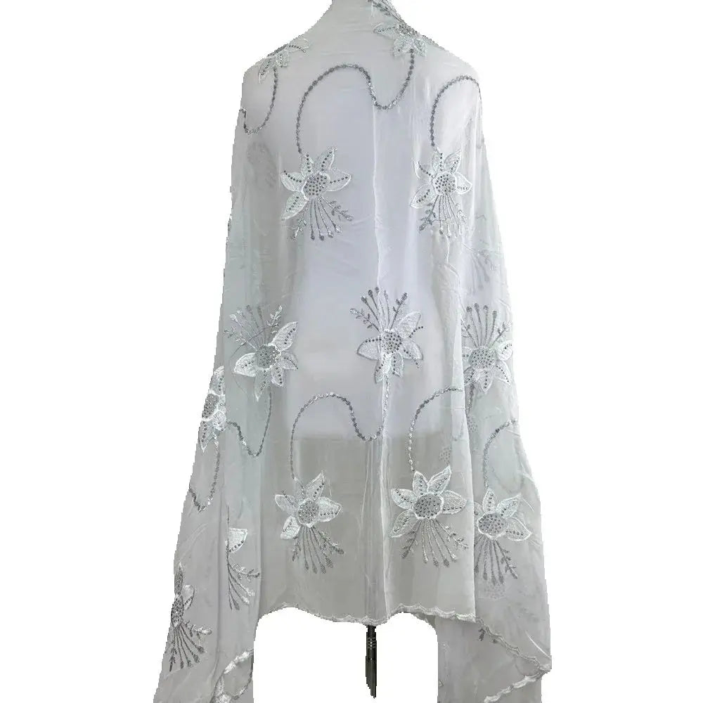 2025 New Dubai Scarf For Muslim Women African Chiffon Big Hijab Islam Hijab Pashmina Turban Headscarf Embroidery Shawls