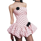 Polka Dot Puffed Mini Dress