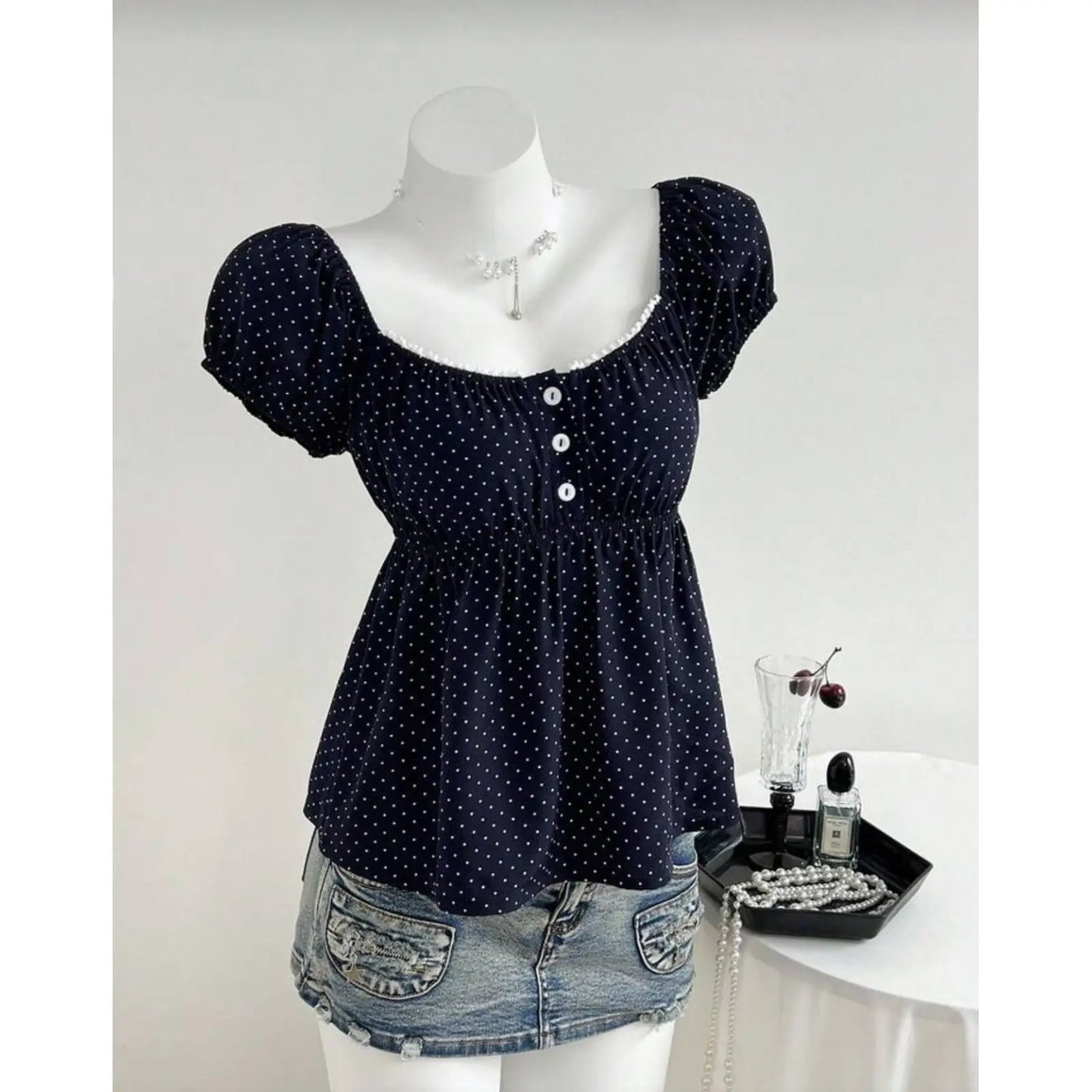 Polka Dot Babydoll Top