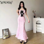 Bow Pins Floral Lace Maxi Dress