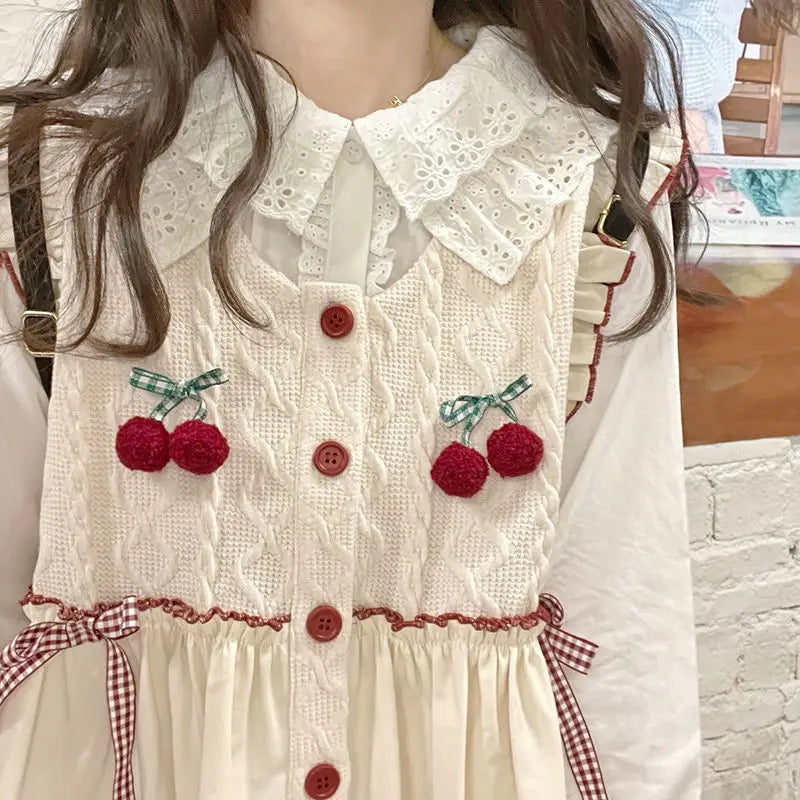 Cherry Knitted Sweater Vest