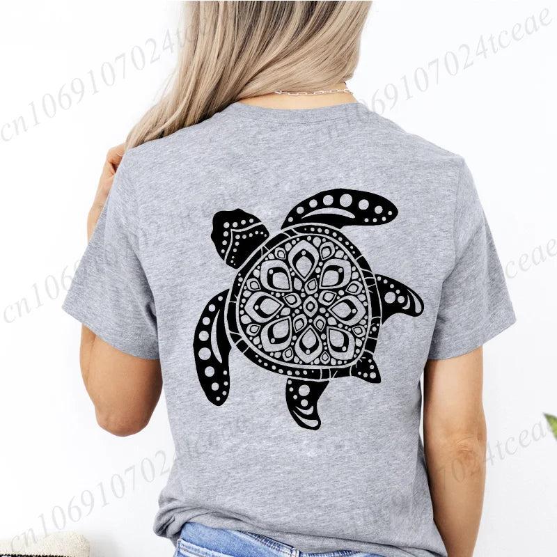 Sea Turtle Floral Print Tee