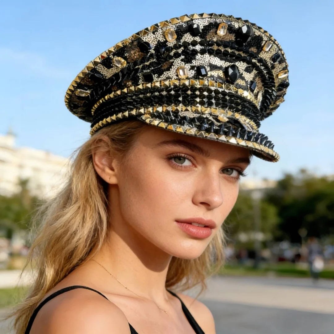 Steampunk Rhinestone Captain Hat