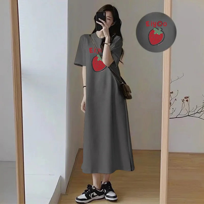 Strawberry Print T-Shirt Dress