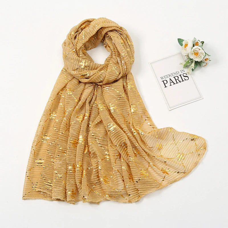 Muslim Chiffon Hijab Scarf Women Long Sequin Fabric Head Wrap For Women Hijabs Scarves Ladies Muslim Veil Jersey Hijabs