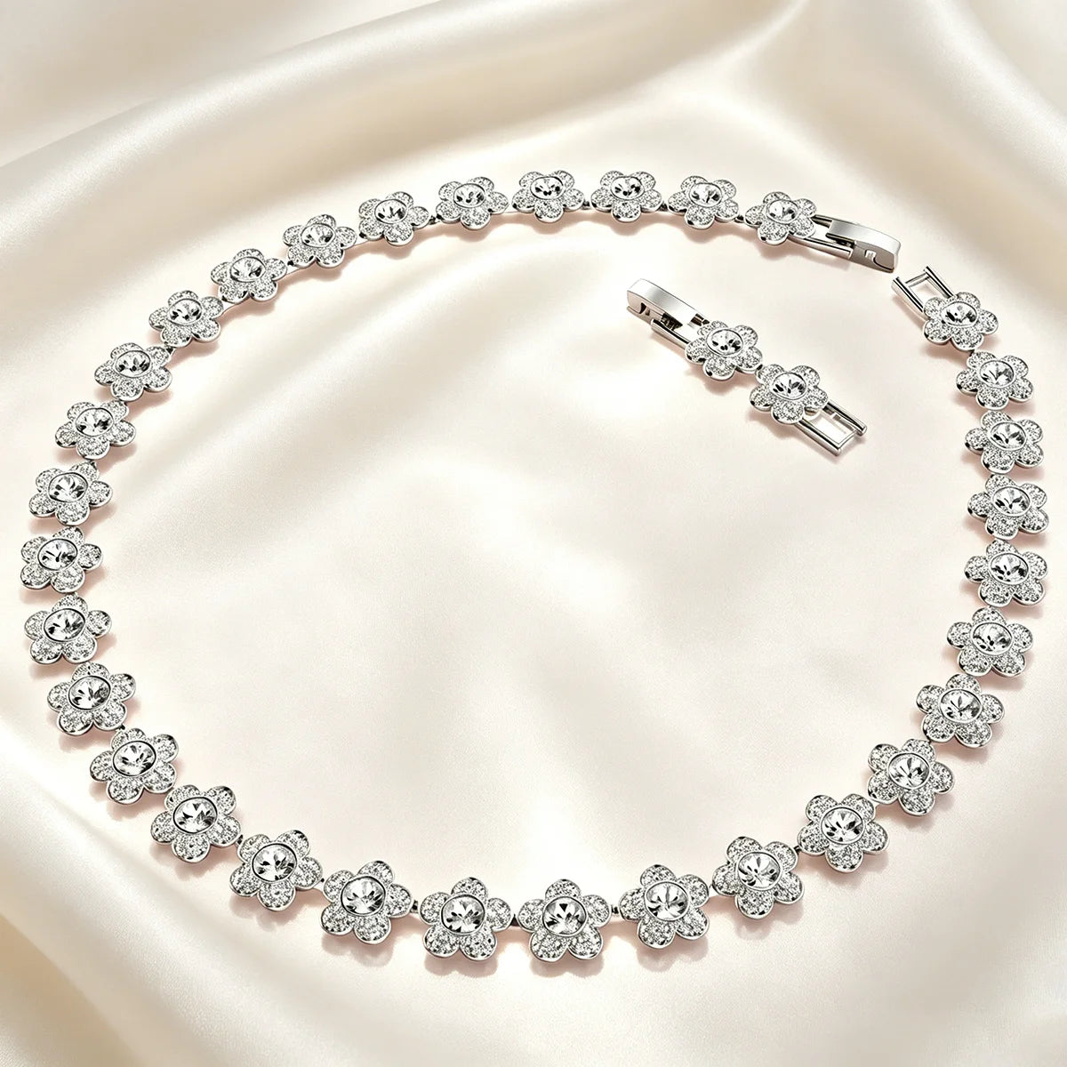Flower Necklace Bracelet Earring Set