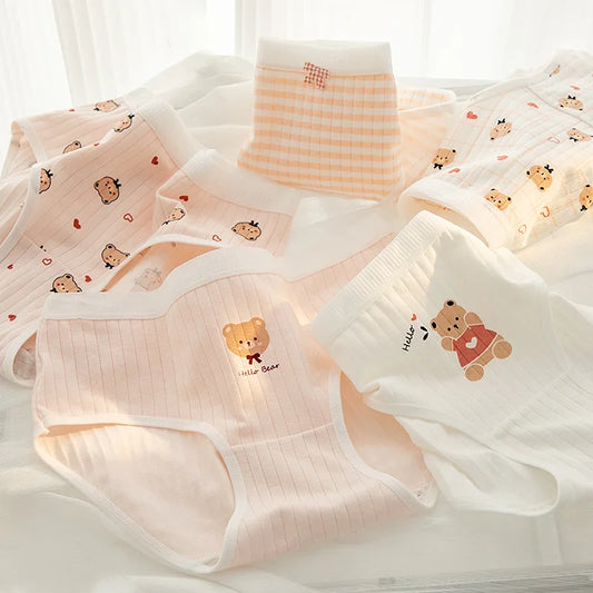 M-XL Women's Cotton Underwear Girls' Cartoon Comfort Briefs Mid Waist Underpants Female Lingerie Breathable Panties Selling