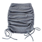 Solid Color Drawstring Ruched Skirt