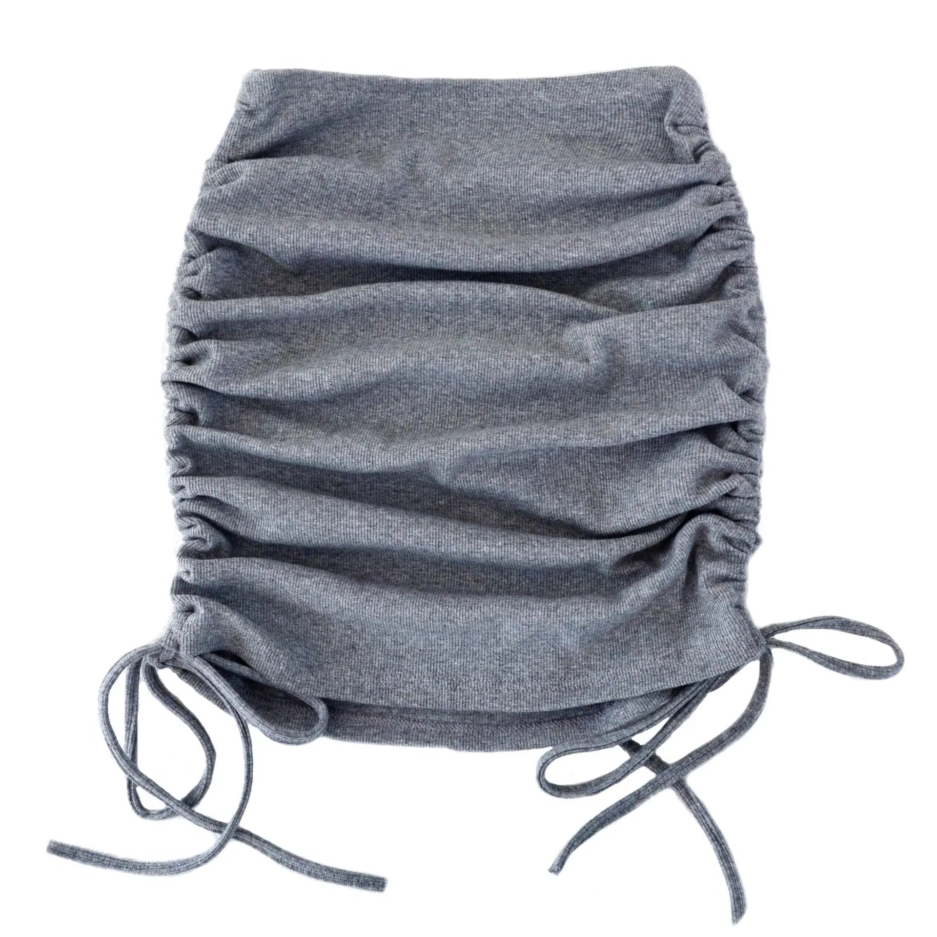 Solid Color Drawstring Ruched Skirt