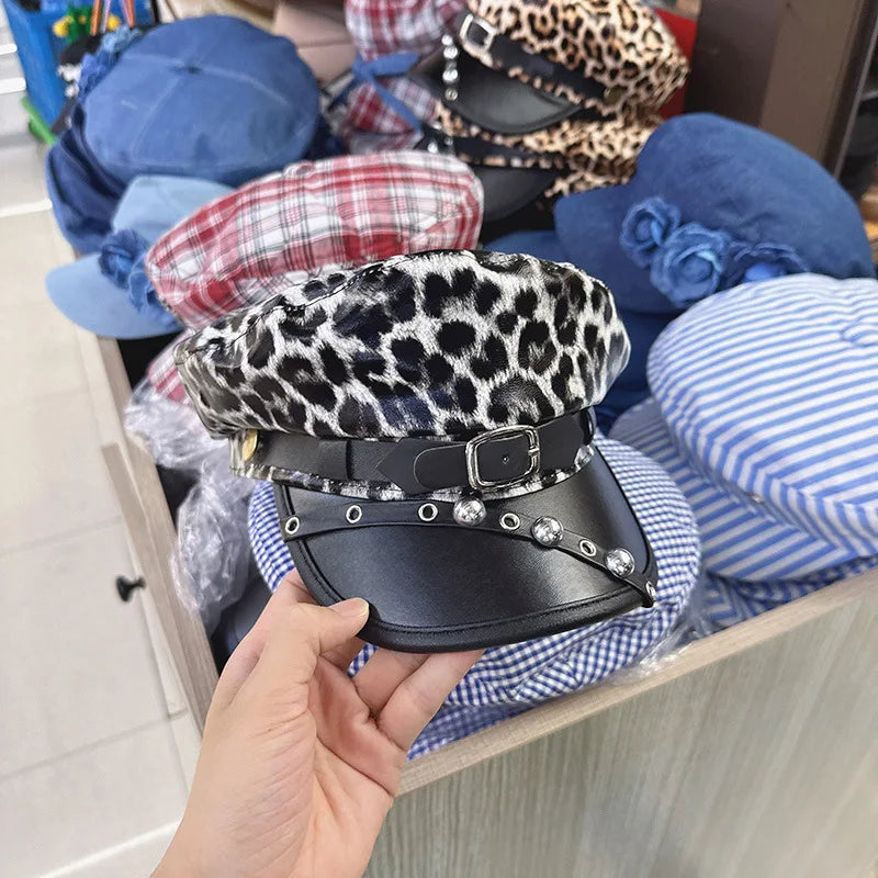 Leopard Print Newsboy Hat