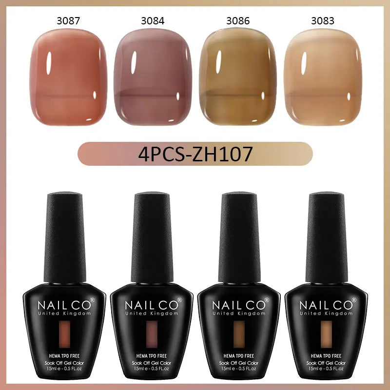 NAILCO 4pcs 15ml Autumn Winter Translucent Color Gel Nail Polish